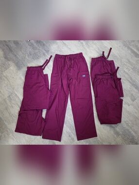 5 Pair Cheroke Mens Berry Cargo Scrub Pants - Drawstring Waist Size M